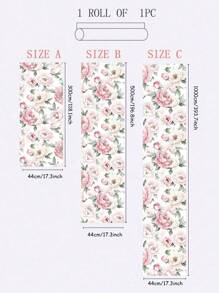 1 Rolo Papel de Parede Adesivo Peônia Rosa, Papel de Parede Estilo Boêmio Retrô, À Prova d'Água, Durável, Papel de Contato Vinil Destacável e Colante, Adesivo com Padrão de Flor Rosa em Bottom Claro, Adesivo de Decoração de Arte para Casa, Adesivo de Arte de Parede