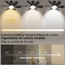 Ventilador de Techo con Luz Led, Abanicos de Techo E26/E27, Socket Fan Light con Control Remoto, con 3 Colores Regulable 3 Velocidades(40W,Negro) - Tipo de Enchufe A USA (110-127V) - Ver 3