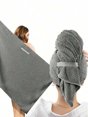1pc Women's Super Absorbent Microfiber Hair Towel, Quick-Dry Hair Turban, Enhances Curls, Fragrance-Free, Woven Hair Drying Accessory, Suitable For Home & Bathroom Use
