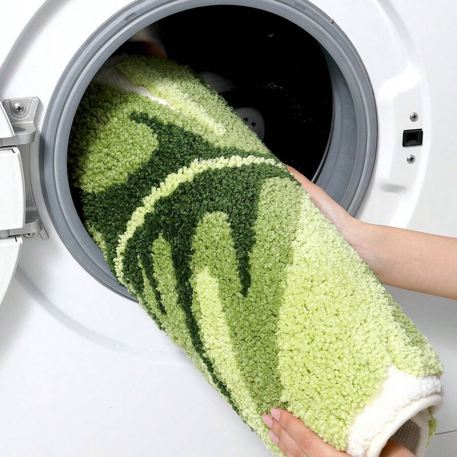 Green Leaf Bedside Rugs, Bathroom Mat Area Rug, Super Soft And Comfortable Floor Mat, Water Absorbent, Non-Slip Bottom, Machine Washable, For Sink, Bathtub, Shower, Bedroom, Home Decor Room Decor - Xem 1