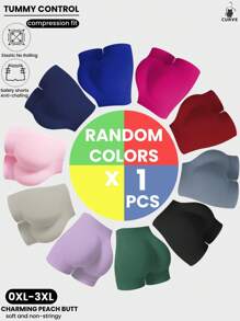 1 Piece Of Random Color Plus Size Women's Seamless High Waist Hip Lift Yoga Shorts, Comfortable And Soft, Non-Slip, Anti-Skirt, Non-Curling Bottoming Boxer Shorts