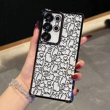 Funda de teléfono de dibujo simple de gato compatible con 25 S25 S24 S23 S22 S21 S20 S20 FE S20 Plus A03 A03 Core A03s A04 A04E A05 A05S A06 4G A12/M12 4G A13 5G/A04S A15 A16 A24 5G A25 A32 4G A32 5G A34 A35 5G A54 A55 Note10+ Note20 Ultra S21 FE Note20 Ultra Plus 4G 5G funda trasera transparente a prueba de golpes - Colores mixtos - Ver 9