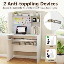 GOFLAME Computer Desk Home Office Desk With Magnetic Bulletin Board - White - View 8