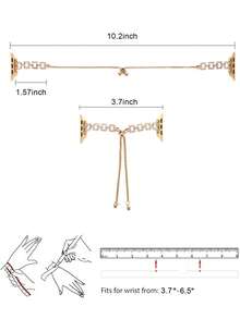 Women's Metal Watch Band, Suitable For 42mm S10 41mm 40mm 38mm 44mm 45mm, Fashionable Cute Shiny Stainless Steel Watch Chain, Gold And Rose Gold Color, Square Rhinestone, Perfect Choice For Gifts And Daily Wear. - Gold - View 9