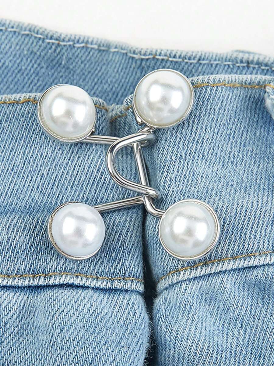 1pc Faux Pearl Detachable Waist Extender Buckle Adjusters For Skirts, Pants, Jeans - Multicolor - View 1