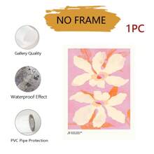 1 件无框粉色背景墙艺术装饰，橙色叶子和白色花瓣帆布印刷 - 柔和花卉抽象家居装饰，非常适合客厅、卧室、办公室或餐厅，无框海报，现代农舍风格，室内使用，客厅艺术 | 现代农舍装饰 | 无框艺术品，墙面装饰 - 彩色 - 查看 14