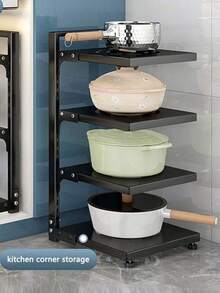 Organizador De Ollas Y Sartenes 4 Niveles Ajustables Cocina Color Negro - Negro - Ver 4
