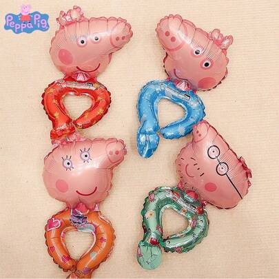 Hasbro 4PCS Officially Licensed George Mummy Daddy Pig Wrist Balloon Set Cute Cartoon Style Bracelet Decoration Carnival Party Photo Props Party Supplies Christmas Birthday Gifts