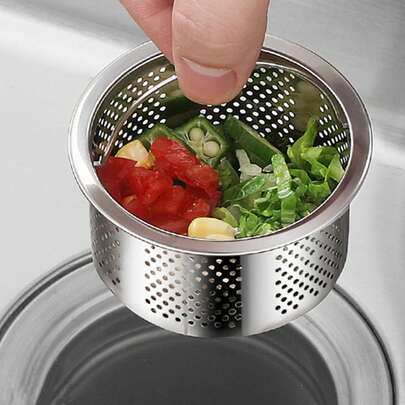 不锈钢厨房水槽过滤篮，排水滤网防止堵塞，洗碗架和蔬菜清洗容器，厨房用品，厨房配件，厨房工具
