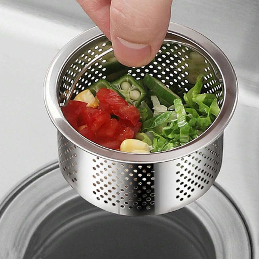 سلة منقي حوض المطبخ من الصلب المقاوم للصدأ، مصفاة صرف المياه للمنع السدات، رف تجفيف الأطباق ووعاء لغسل الخضروات
