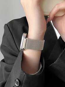 Daily Fashion Temperament, Business Style, Niche Breathable Stainless Steel Milan Metal Strap, Suitable For Hua Wei Watch Fit4/Fit3 Models, Magnetic Suction, Quick Release Buckle Design, NFC Version Available, High-End Temperament Wristband, Intelligent Sports Couple Wristband, Men's And Women's Watch Chains