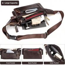 Leather Fanny Pack For Men Women, Fashion Waist Packs Small Crossbody Chest Bag With Adjustable Belt For Outdoor Travel Hiking Cycling - Coffee - View 4