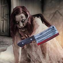 Cuchillo de cocina ensangrentado de Halloween - Herramienta de broma realista para decoración de fiestas y diversión de bromas - Multicolor - Ver 2