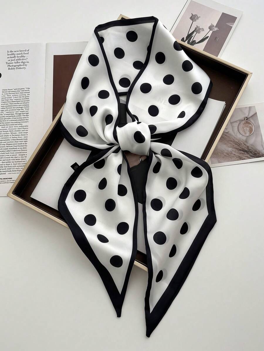 1pc Women's Carriage Print Fashionable Silk Scarf/Headband, Ideal For Enhancing Your Overall Look - Multicolor - View 1