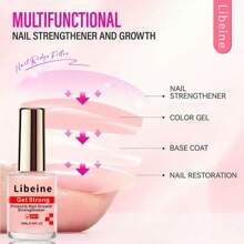 LIBEINE 10ml Natural Pink Nail Strengthener, Decorates Natural Nails, Natural Jelly Tone, Creates Shiny Healthy Nails
