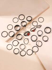 27-teiliges Schmuckset mit geometrischen Cut Out Schlangen-, Schmetterlings- und Herzformen, mit Strass besetzt, luxuriös und elegant, für Frauen