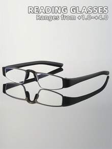 Unisex Progressive Reading Glasses, New Fashionable Square Metal Frame Business Readers, Spring Hinge Square Frames For Daily Wear, Suitable For Sports, Computer, Sewing, Anti-Fatigue, Convenient Carrying Design For All Face Shapes, Available In Black, Red, Grey, Champagne Colors And 7 Magnification Levels, Great Gift For Parents, Holiday, Halloween, Valentine's Day, Christmas - Transparent - View 37