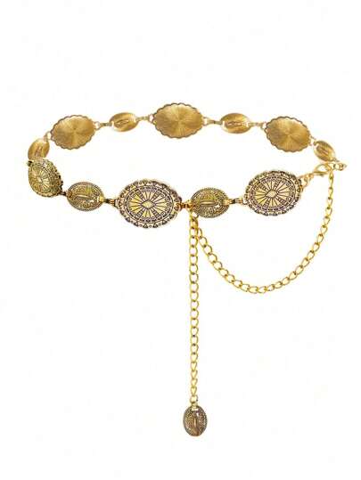 Women's Western Metal Conch Belt Cowboy Dress Chain Belt Cowboy Country Concert Clothing Accessories Waist Chain Fall, Autumn, Halloween