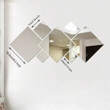 7 Pcs Acrylic Mirror Wall Stickers With Adhesive Art Decal Satin Paper Bedroom Home DIY Decor Removable Stickers
