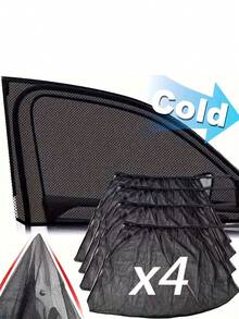 2/4 pièces store pare-soleil de fenêtre de voiture et rideaux de moustiquaire - pliables protection intimité noire tout-temps, protection UV et bouclier anti-insectes, convient pour voitures, camions, SUV