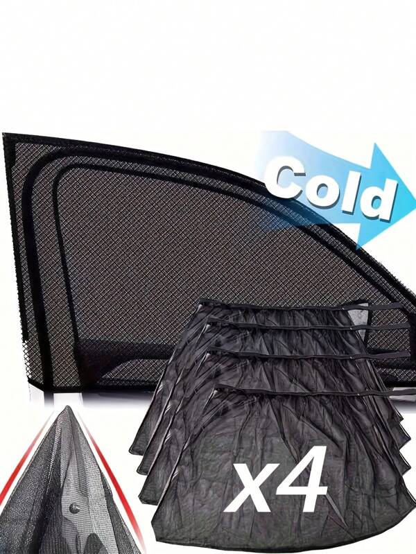 2/4 pièces store pare-soleil de fenêtre de voiture et rideaux de moustiquaire - pliables protection intimité noire tout-temps, protection UV et bouclier anti-insectes, convient pour voitures, camions, SUV