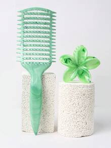 2件套美发造型梳套装：花朵造型发夹、弧形透气梳（加速干发）、男女通用扁平梳（干湿两用，适合卷发和浓密直发）、大理石纹花朵发夹，返校、旅行和度假必备，女士发饰