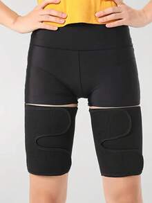 可调节大腿修剪器，男女适用，桑拿汗蒸腿套，适合高强度腿部锻炼和瘦身 - 黑色 - 查看 3