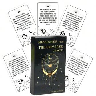 1 Set Carte Oracolo di Guida Cosmica, Carte Messaggi in Inglese, Gioco di Divinazione, Meditazione per Feste, Tarocchi, Adatti per Principianti, Include 54 Carte