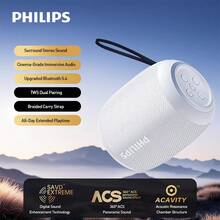 PHILIPS 便携式蓝牙音箱，重低音环绕声，蓝牙 5.4，无线立体声配对，24 小时播放时间，适用于家庭/户外/派对/海滩，生日礼物（黑色/白色） - 彩色 - 查看 10