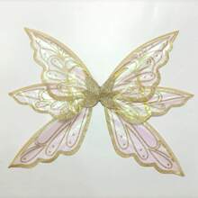 Alas de mariposa metálicas doradas de hada ángel para adultos, sesión de fotos, juegos al aire libre, decoración de fiestas de disfraces, adecuadas para mascaradas, cumpleaños, fiestas de celebración y Halloween