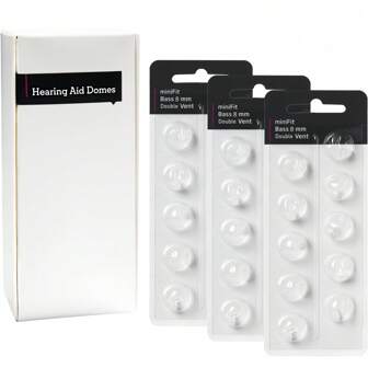 ASUNDOM 8 Mm/3 Packs Minifit Double Vent Bass Domes For Oticon
