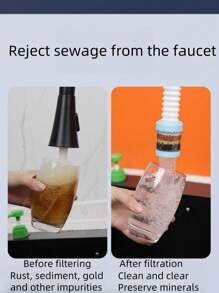 1pc Universal Detachable And Washable Retractable Six-Layer Faucet Filter Household Kitchen Tap Water Splash Prevention Shower Water-Saving Water Filter Simple Installation Anti-Splash Water Saver, Detachable And Washable, Suitable For Household Kitchen Plastic Faucets