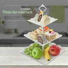 3Tier Cake Stand Afternoon Tea Wedding Party Plates Tableware Embossed Tray UK - 3 Tiers Cake Stand(Square ) - View 2