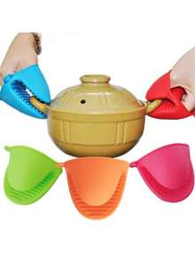 1pc Random Color Silicone Oven Mitt - Heat Resistant, Textured Grip Pot Holder With Hanging Loop, Suitable For Kitchen - Great For Cooking And Baking, Oven Glove & Pot Holder - Multicolor - View 5