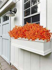 4 Bundles Fall Artificial Flowers, Uv Resistant Fake Plastic Plants For Home Decor, Orange Shrubs Hanging Flower Plant For Home Fall Front Door Porch Garden Autumn Decor To Add A Touch Of Classy To Your Patio And Balcony, Corridor, Garden, Yard, Dining Table, Living Room, Wedding Party, Simulation Vine Flowers, Wedding Party Decor, Fall Decor,Autumn Halloween Decor Room Decor