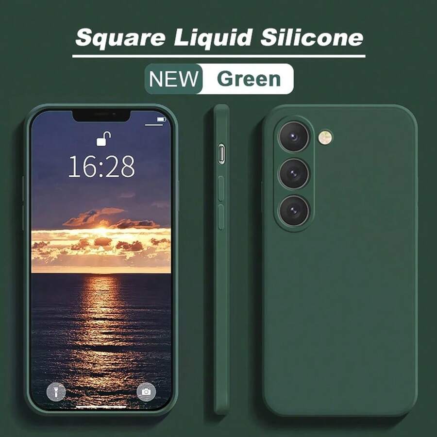 Liquid Silicone Phone Case For Samsung Galaxy S25 Ultra And 13/16 Pro Max/11, Waterproof, Shockproof, Anti-Fall, Anti-Scratch - Dark Green - View 1