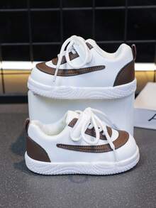 1 双儿童白色运动鞋，全新设计，防滑，轻便，休闲软底鞋，适合男孩和女孩 - 棕色 - 查看 5