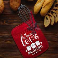 Red Gingerbread Boy Printed Oven Gloves Christmas Baking Mittens Hanging Ornament Christmas Pot Rack Kit - 5件 - 查看 4