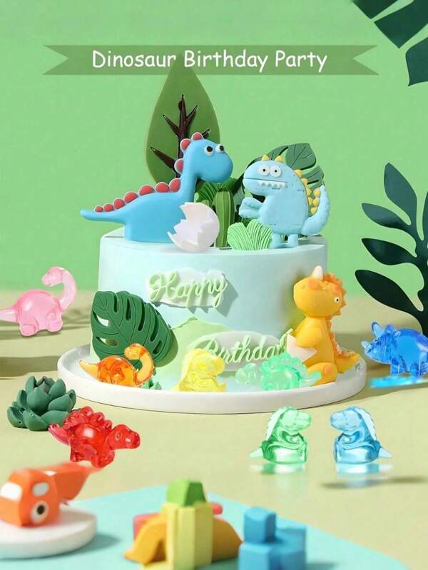 10/20pcs Random Mini Dinosaur Models, Colorful Acrylic Dinosaurs, Mini Resin Animal Figurines For Hiding Decor, Bulk Plastic Dinosaurs Party Favors, Tabletop Crystal Filler, Vase Filler, Underwater Swimming Stones, Swimming & Diving Gifts, Birthday & Pool Party Favors, Suitable For Fairy Garden Planters