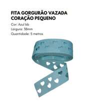 Fita  Gorgurão Vazada Coração Pequeno 38 mm - (5 Metros ) - Azul bebê - Visão 2