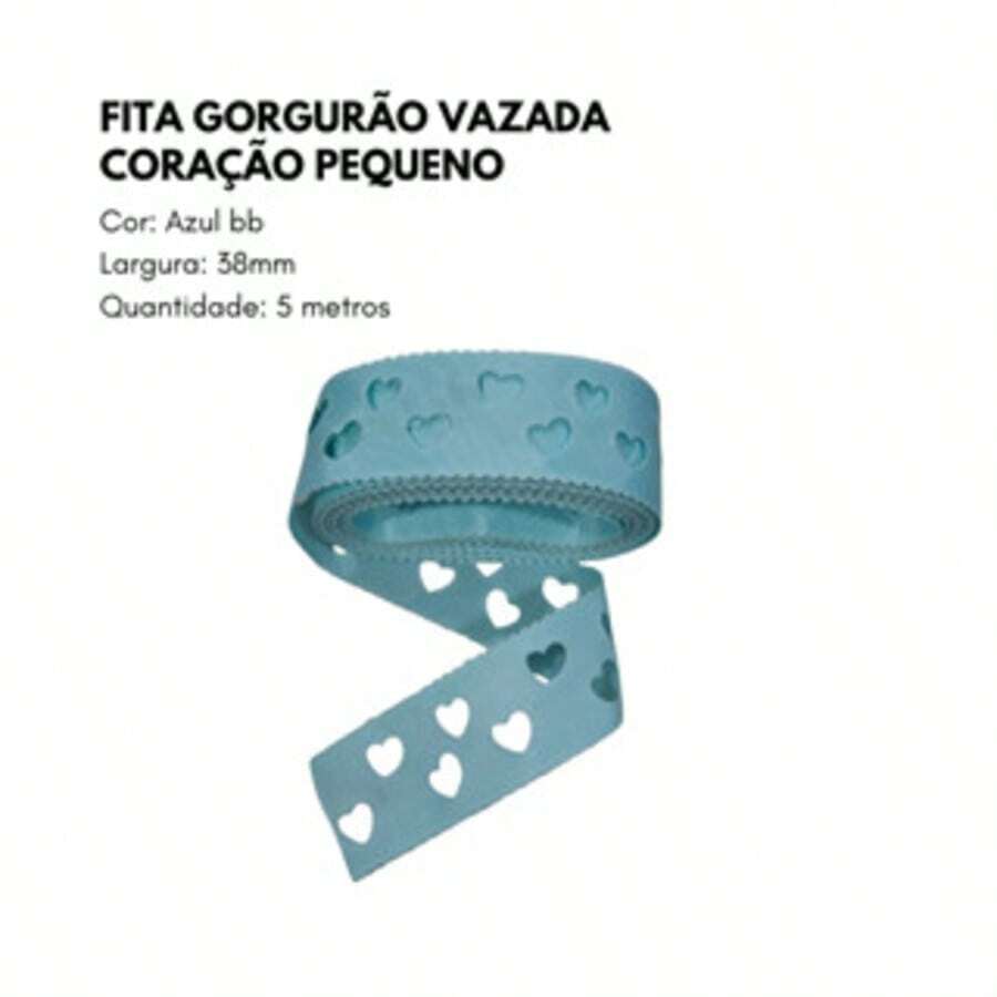 Fita  Gorgurão Vazada Coração Pequeno 38 mm - (5 Metros )