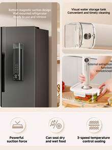 1pc 62KPa Wireless Vacuum Sealer, USB 1200mAh Rechargeable Automatic Airtight Food Vacuum Sealer With Magnetic Design, High Suction Vacuum Sealer - Easy Food Preservation, Extend Freshness - Wireless Design, Space-Saving, Convenient For Home Use