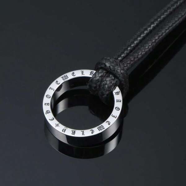 1pc Stainless Steel Necklace For Men, Vintage Cross, Heart & Flower Pendant, European & American Style, Non-Fading Accessory With Circle Font Design