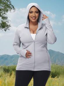 2025 Plus Size Women's Simple Daily Regular Long Sleeve Jacket Sun Protection Clothing