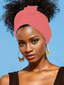 1 件弹力平纹头巾弹力头巾针织头巾都市发巾头巾纯色超柔软超长透气头带领带女士休闲头带