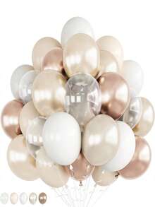 12 Inch 25pcs/50pcs Ivory & Gold Balloons Set, Champagne Gold, Pearl White, Ivory Engagement Balloons, Neutral Wedding Party Bohemian Round Latex Balloon Decorations Suitable For Birthday, Wedding, Anniversary, Baby Shower, Father's Day/Mother's Day Party Decor