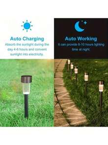 12 Pcs Solar Pathway Lights Outdoor, Solar Powered Landscape Garden Lighting For Walkways, Lawns, Patios, Yards, Paths, Walkway Decoration - Multicolor - View 5