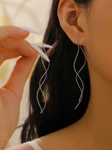 1 par de pendientes largos con flecos para mujer, accesorio versátil y minimalista de moda adecuado para el uso diario, eventos sociales y reuniones