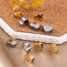 Juego de 5 cuentas huecas con forma de corazón de acero inoxidable de moda, adecuadas para hacer collares, pulseras y accesorios de joyería hechos a mano DIY