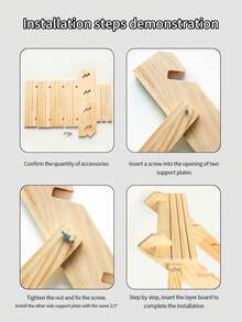 1pc Wooden Stepped Jewelry Display Stand, Creative Accessories Exhibit Rack, Jewelry Trinket Organizer, Desktop Display Holder, Minimalist Wooden Storage Rack - Apricot - View 7